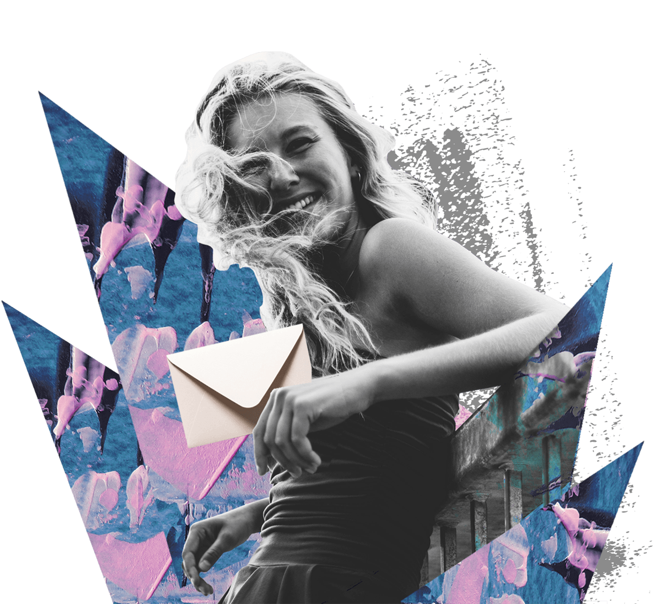 Illustration of woman holding envelope